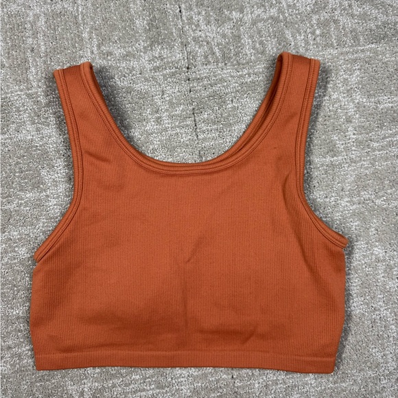 Aerie Longline Ribbed Shelf Bra Tank Burnt Orange Size Small - Picture 1 of 5